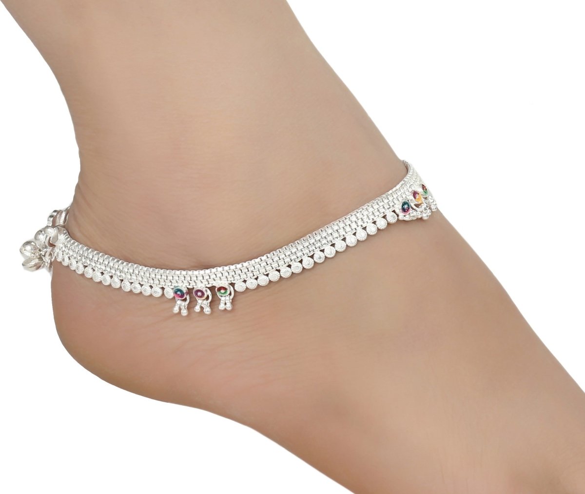 AanyaCentric Silver Plated White Metal Payal Indian Traditional Ethnic Fashion Imitation Jewellery Foot Chain