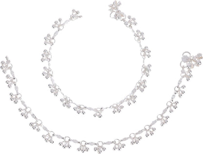 AanyaCentric Silver Plated Alloy Payal Indian Traditional Ethnic Fashion Imitation Jewellery Foot Chain