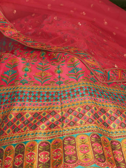Myra Pink Art Silk Embroidered Designer Lehenga