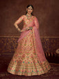 Myra Peach Pink Art Silk Embroidered Designer Lehenga