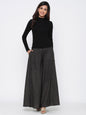 Juniper Women Black Rayon Printed Flared Palazzo