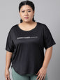 MKH Plus Size Relaxed Fit Typography Printed Drop Shoulder Sleeves Dri-Fit Sports T-shirt