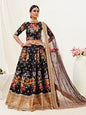 Myra Black Floral Print Embroidered Designer Lehenga