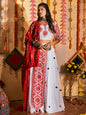 Myra White Maslin Cotton Embroidered Navratri Special Lehenga