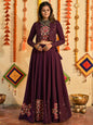 Myra Purple White and Red Maslin Cotton Embroidered Navratri Special Lehenga