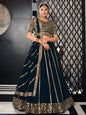 Myra Teal Blue Georgette Embroidered Designer Lehenga