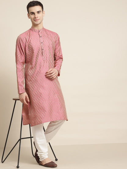 Sojanya Ethnic Motif Woven Design Mandarin Collar Straight Kurta With Churidar