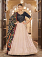 Myra Pink and Navy Blue Georgette Designer Lehenga Choli