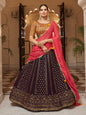 Myra Purple and Mustard Yellow Georgette Designer Lehenga Choli