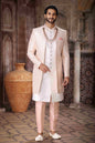 Raivat Ethnic Art Silk Embroidery Work 3 Pcs Indo Jacket Set In Cream Colour