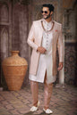 Raivat Ethnic Art Silk Embroidery Work 3 Pcs Indo Jacket Set In Cream Colour
