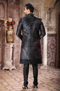 Raivat Ethnic Art Silk Embroidery Work 3 Pcs Indo Jacket Set In Black Colour