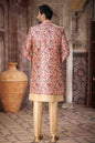 Raivat Ethnic Art Silk Embroidery Work 3 Pcs Indo Jacket Set In Maroon and Beige Colour