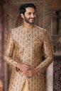 Raivat Ethnic Art Silk Embroidery Work 3 Pcs Indo Jacket Set In Yellow and Beige Colour
