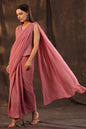 Juniper Women Rosegold Georgette Embellished Saree Style Dress