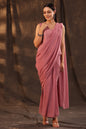 Juniper Women Rosegold Georgette Embellished Saree Style Dress