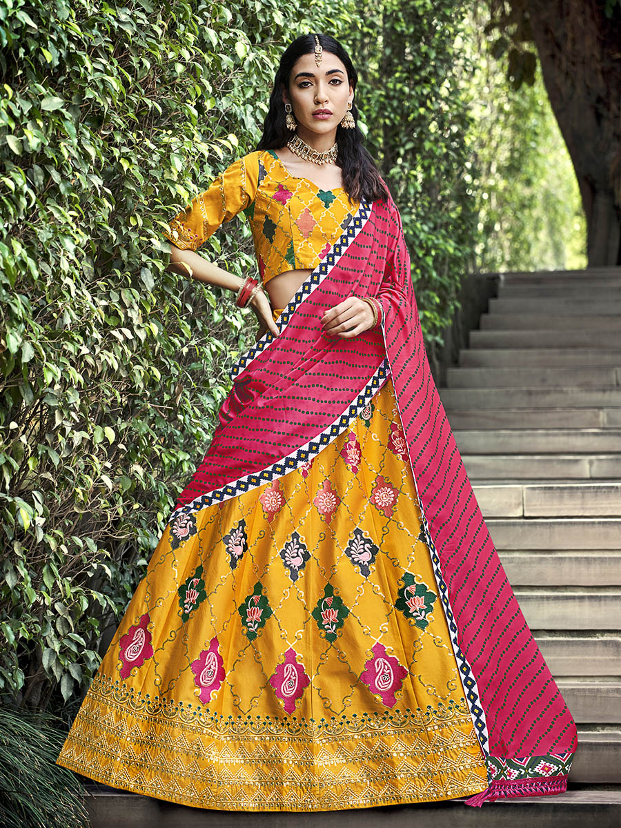 Myra Yellow Silk Embroidered Designer Lehenga Choli