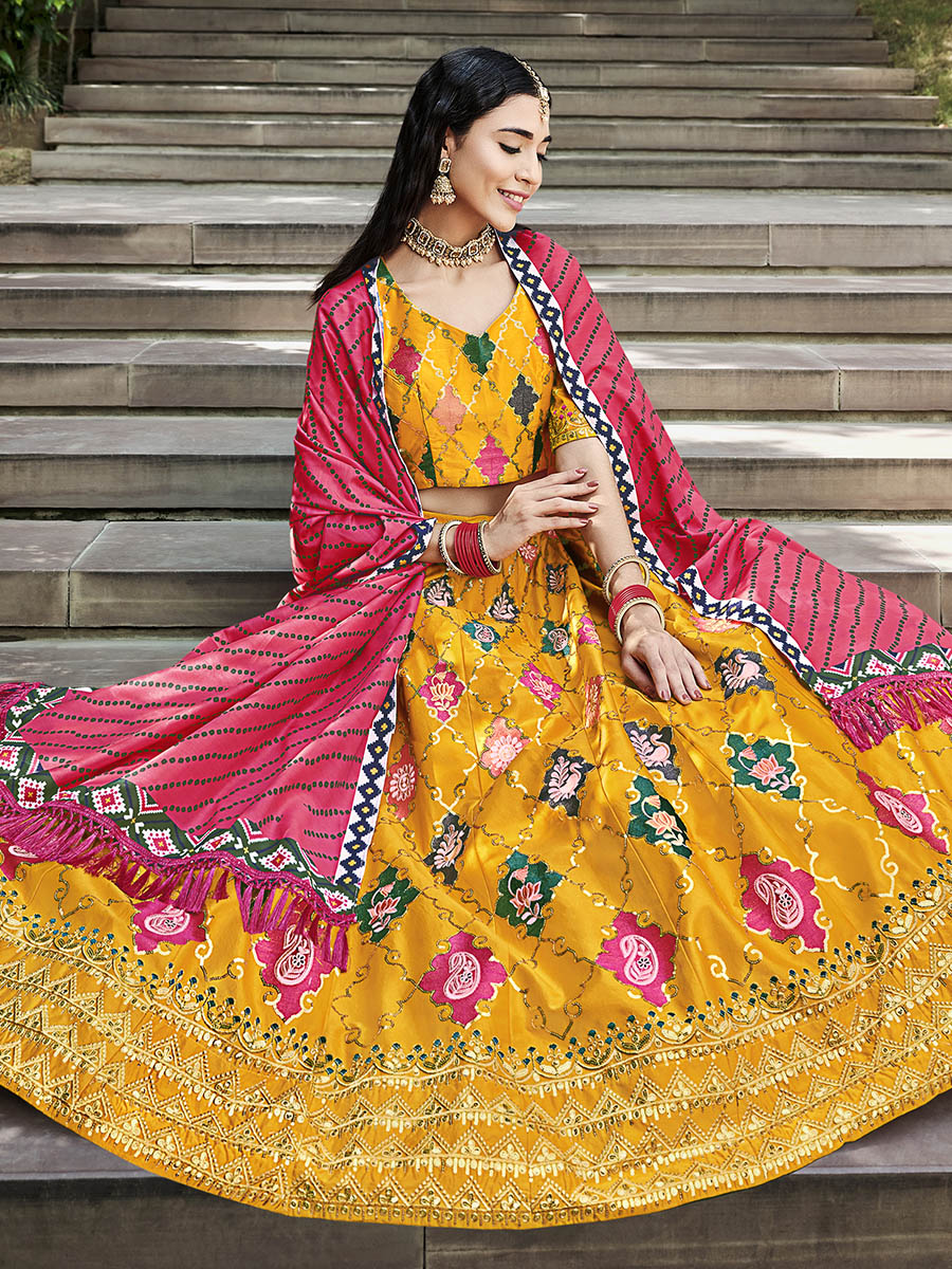 Myra Yellow Silk Embroidered Designer Lehenga Choli