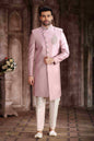 Raivat Ethnic Art Silk Embroidery Work Sherwani In Onion Pink Colour