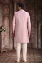 Raivat Ethnic Art Silk Embroidery Work Sherwani In Onion Pink Colour