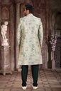 Raivat Ethnic Art Silk Digital Print Sherwani In Light Green Colour