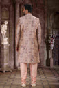 Raivat Ethnic Art Silk Digital Print Sherwani In Peach Colour