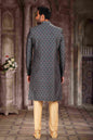 Raivat Ethnic Art Silk Digital Print Sherwani In Green Colour