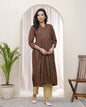 Vaasva Brown Boonta Cotton Printed Gathered Kurti