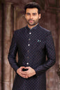 Raivat Ethnic Art Silk Digital Print Sherwani In Blue Colour