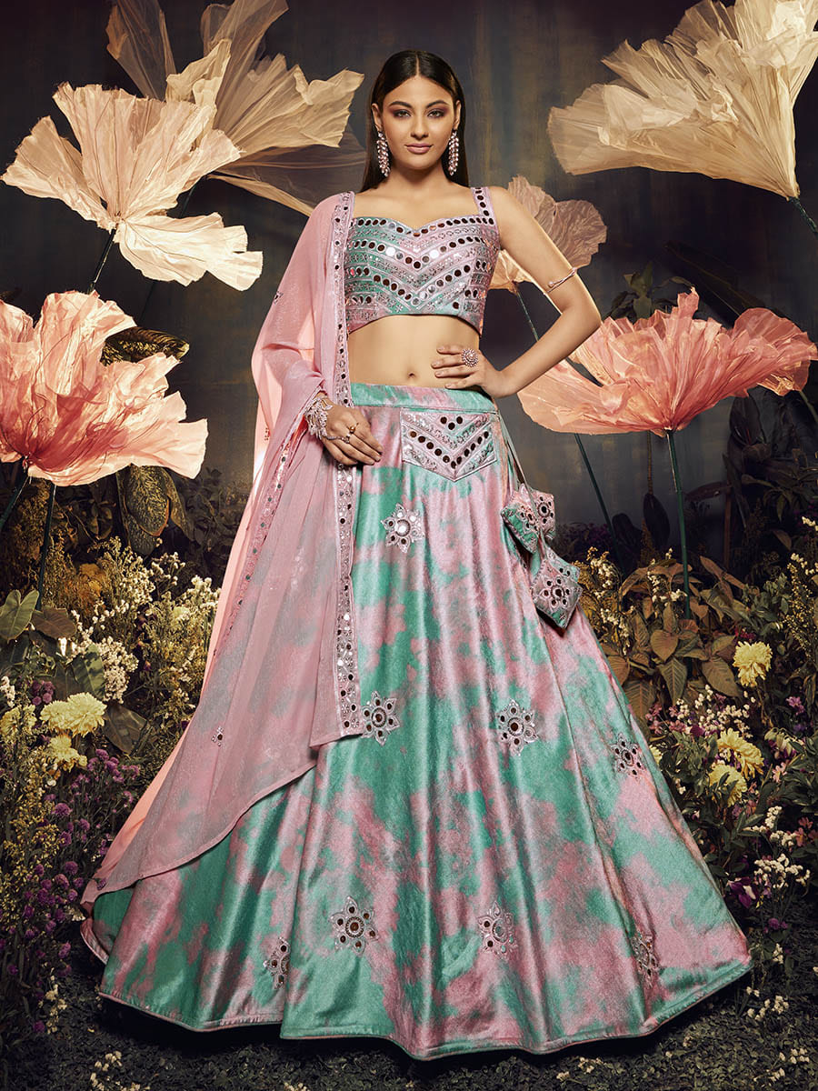 Myra Dusty Pink Velvet Embroidered Designer Lehenga