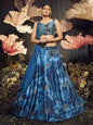 Myra Blue Velvet Embroidered Designer Lehenga