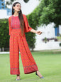 Juniper Women Coral Rayon Printed Regular Jumpsuit