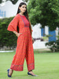 Juniper Women Coral Rayon Printed Regular Jumpsuit