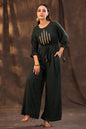 Juniper Women Jadegreen Rayon Slub Embroidered Regular Jumpsuit