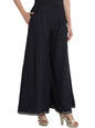 Juniper Women Black Rayon Solid Flared Palazzo