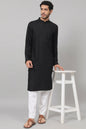 Giza Cotton Black Plain Kurta by Hilo Design