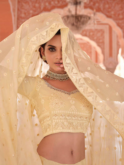 Myra Off White Embroidered Designer Lehenga Choli