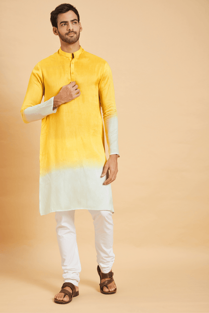 Lahza Yellow Ombre Kurta by Hilo Design