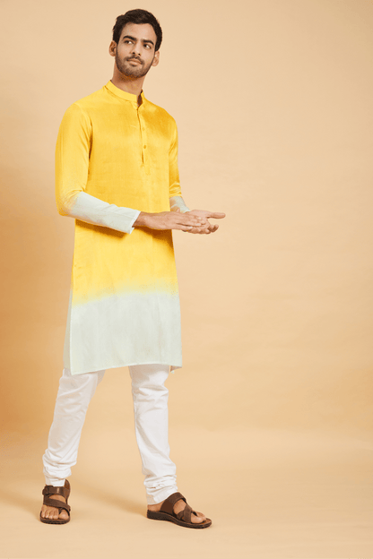 Lahza Yellow Ombre Kurta by Hilo Design