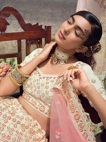 Myra White Georgette Embroidered Designer Lehenga Choli