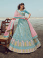 Myra Turquoise Organza Embroidered Designer Lehenga Choli