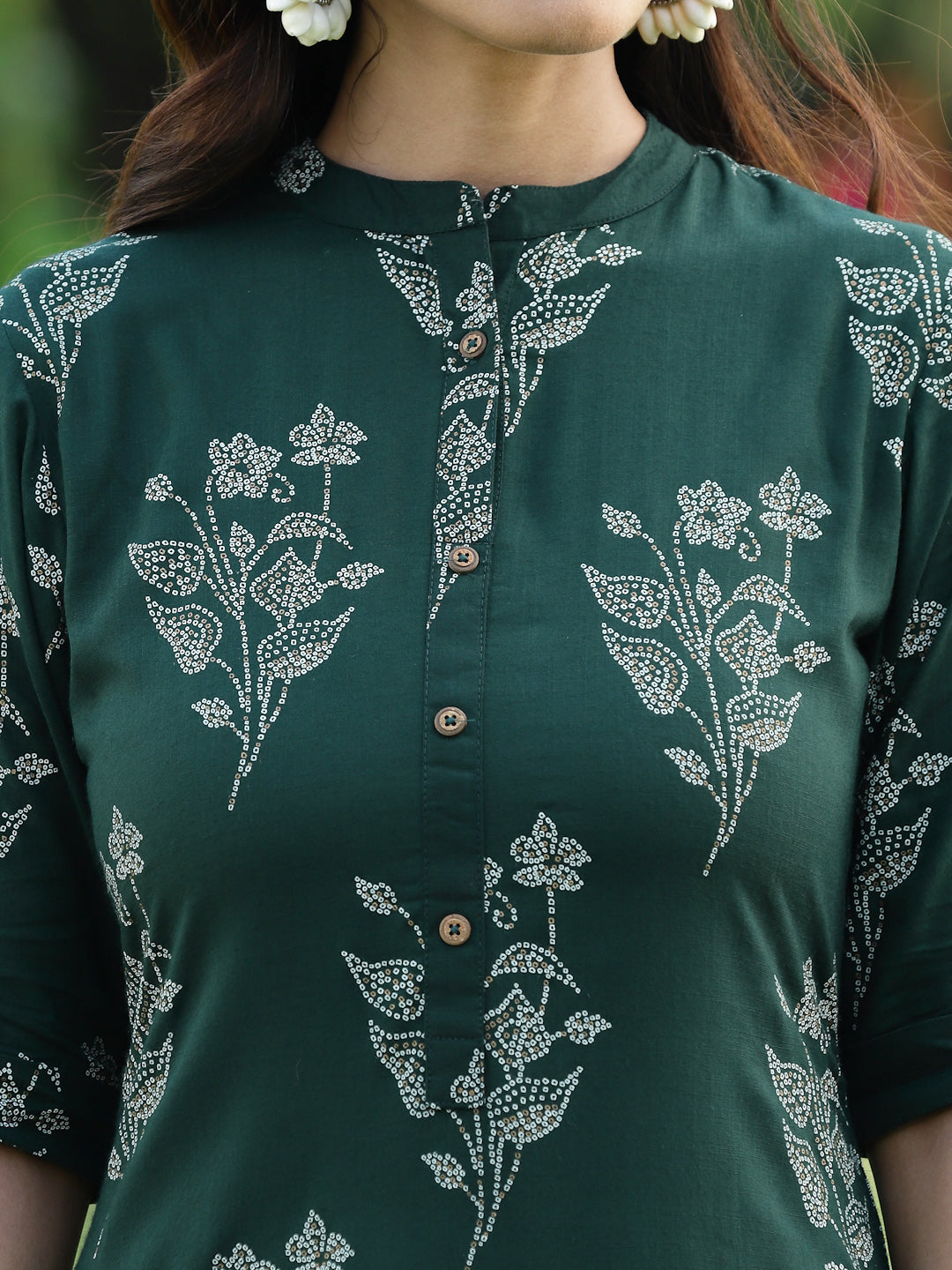 Juniper Womens Jadegreen Rayon Slub Printed Straight Kurta