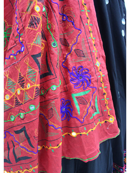 Myra Black Viscose Rayon and Cotton Embroidered with Print Designer Lehenga