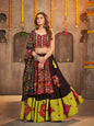 Myra Black Viscose Rayon and Cotton Embroidered with Print Designer Lehenga