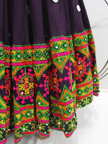 Myra Purple Viscose Rayon and Cotton Embroidered with Print Designer Lehenga