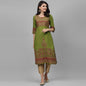 Maai Rayon Hand Printed Kurta Green