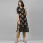 Maai Rayon Hand Printed Kurta Black