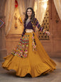 Myra Mustard Yellow Koti Style Viscose Rayon Embroidered Designer Navratri Special Lehenga