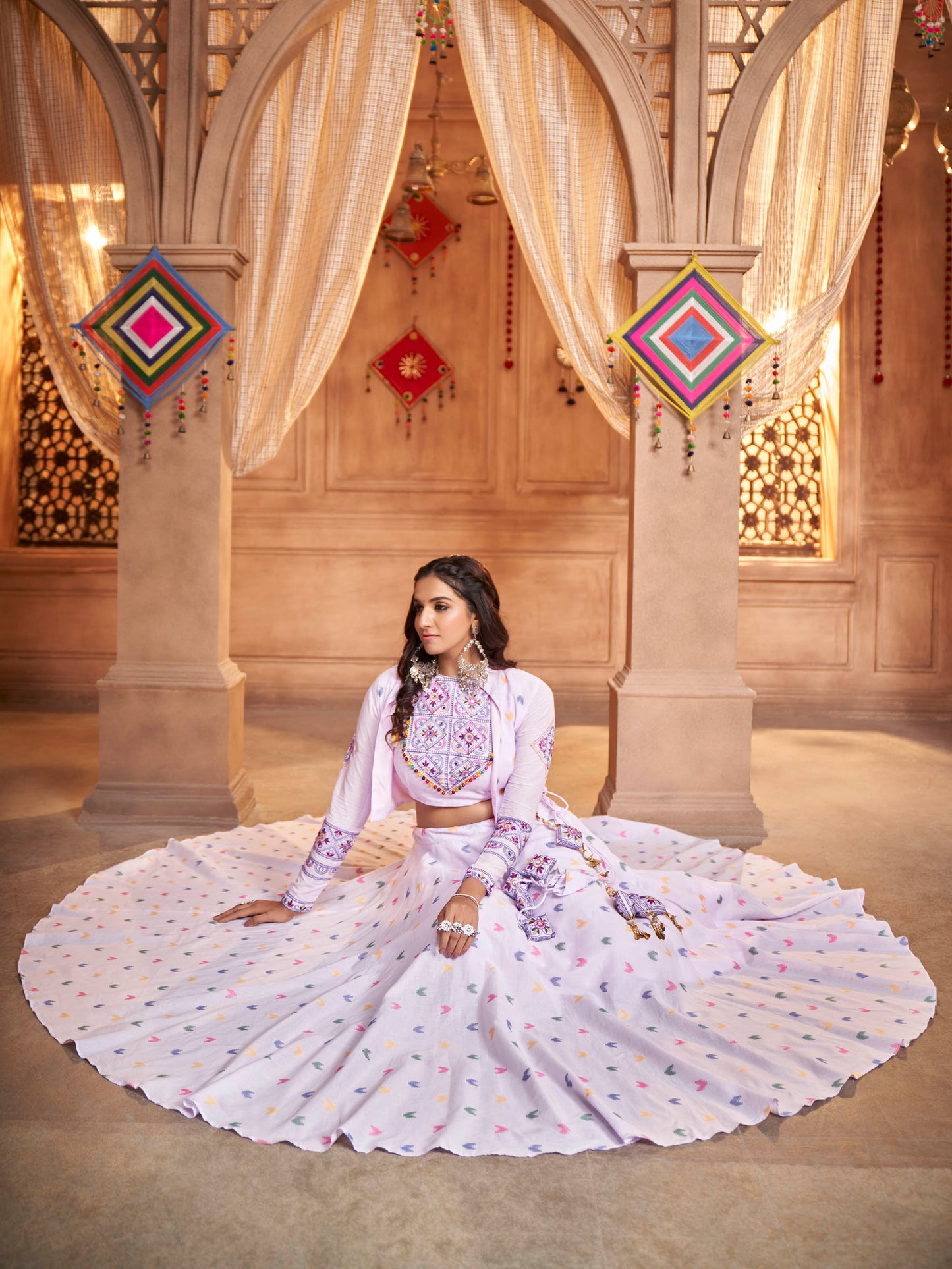 Myra Lovender Koti Style Cotton Embroidered Designer Navratri Special Lehenga