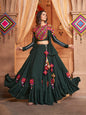 Myra Green Koti Style Viscose Rayon Embroidered Designer Navratri Special Lehenga